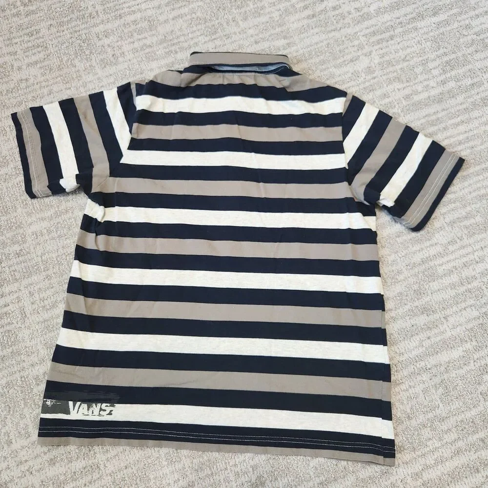 Van's Classic Fit loose short sleeve stripe polo top size M men - Picture 7 of 8